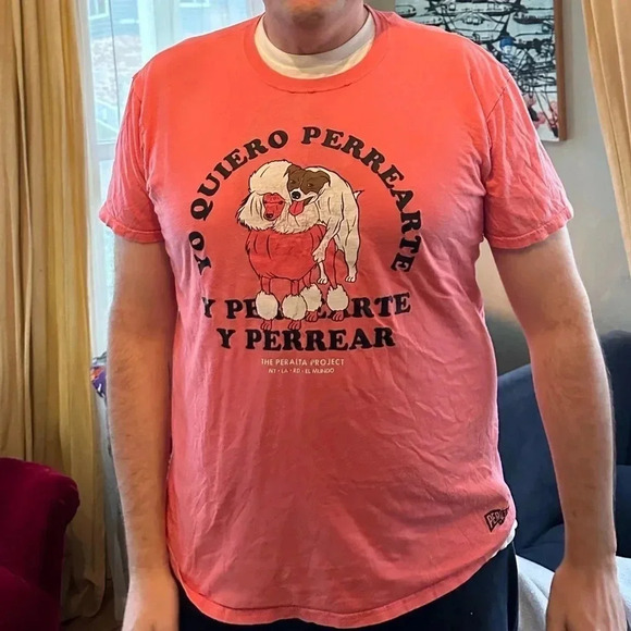 Peralta Project Dog Lovers Gorgeous coral cotton tee shirt - Picture 3 of 10
